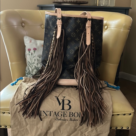 Vintage Louis Vuitton Leather Tote with Fringe Tassels made by Vintage Boho - Picture 1 of 6